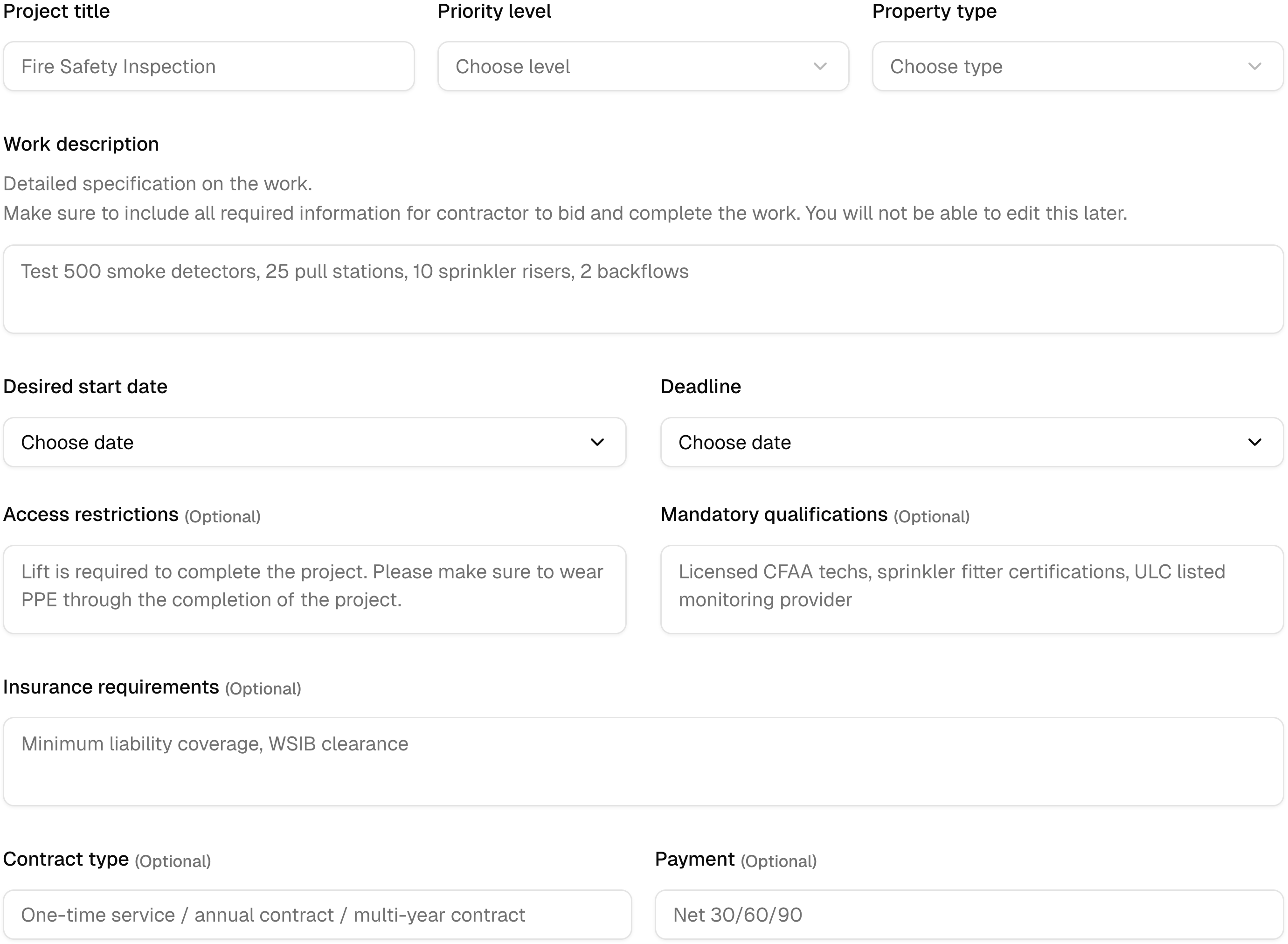 Specify your needs in detail
